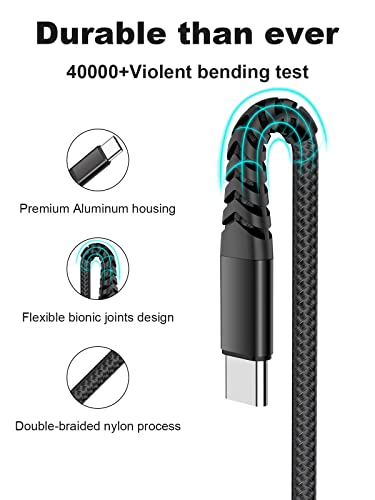 Vantilounic [2-pack 6.6ft] כבל U USB מסוג C 3a מטען מהיר, USB A לסוג C קלוע כבל מטען תואם לסמסונג גלקסי